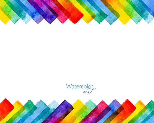 Fondo con elementos rectangulares de acuarela de arco iris dibujado a mano . — Foto de Stock