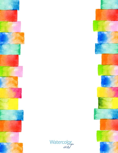 Achtergrond met hand getrokken regenboog aquarel rechthoekige elementen. Verticale banner. — Stockfoto