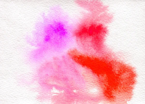 Aquarelle rose-rouge fond avec un éclaboussement. Aquarelle sur texture de papier . — Photo