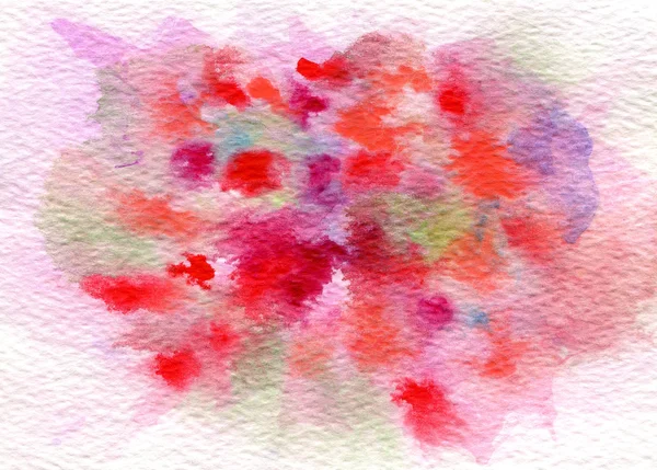 Rosa-roter Aquarell-Hintergrund mit einem Farbtupfer auf der Papierstruktur. — Stockfoto