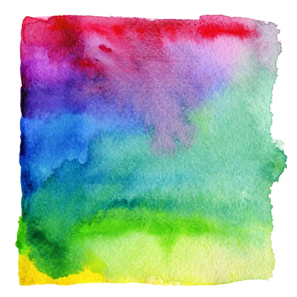 Abstract colorful watercolor art rainbow square background. Isolated on white background.