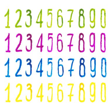 Renkli mürekkep sayılar kümesi.