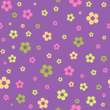 Parlak Renkler ve Retro Hippi Tarzı Çiçeksiz Desen