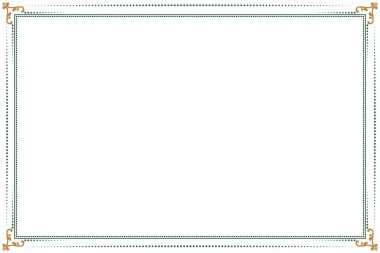 Klasik Dikdörtgen Dekoratif Çerçeve Sınırı - Yeşil ve Altın Parşömen Tasarımı. 1045