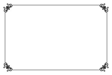 Vintage Ornate Rectangular Decorative Frame Border - Black  Scrollwork Design. 1126