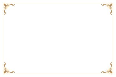 Vintage Scrollwork Corners ile zarif Altın Süslü Dikdörtgen Sınır Çerçevesi. 1130