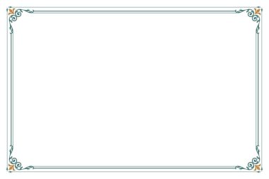 Seçkin Altın ve Yeşil Süslü Dikdörtgen Sınır Çerçevesi ve Vintage Scrollwork Köşeleri. 1131