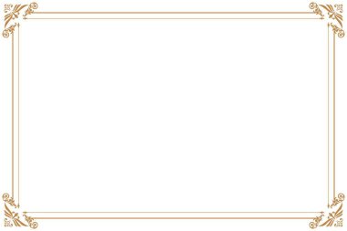 Vintage Scrollwork Corners ile zarif Altın Süslü Dikdörtgen Sınır Çerçevesi. 1145
