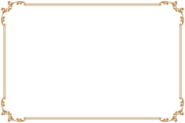 Vintage Scrollwork Corners ile zarif Altın Süslü Dikdörtgen Sınır Çerçevesi. 1150