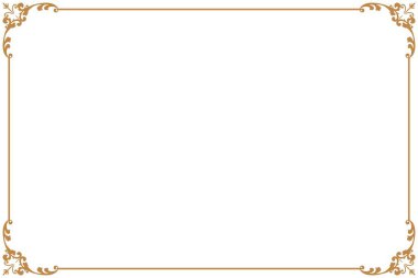 Vintage Scrollwork Corners ile zarif Altın Süslü Dikdörtgen Sınır Çerçevesi. 1152