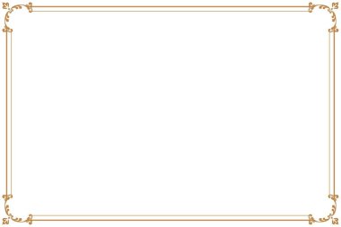 Vintage Scrollwork Corners ile zarif Altın Süslü Dikdörtgen Sınır Çerçevesi. 1159