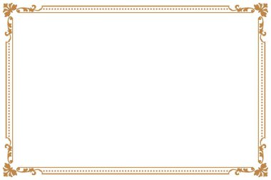 Vintage Scrollwork Corners ile zarif Altın Süslü Dikdörtgen Sınır Çerçevesi. 1164