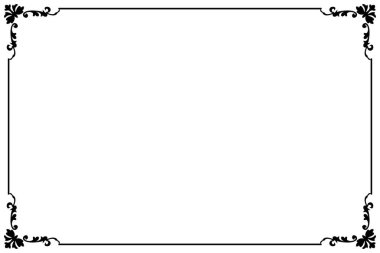 Vintage Scrollwork Corners ile Siyah Süslü Dikdörtgen Sınır Çerçevesi. 1163