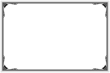Vintage Scrollwork Corners ile Siyah Süslü Dikdörtgen Sınır Çerçevesi. 1167