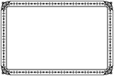 Vintage Scrollwork Corners ile Siyah Süslü Dikdörtgen Sınır Çerçevesi. 1177