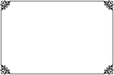 Vintage Scrollwork Corners ile Siyah Süslü Dikdörtgen Sınır Çerçevesi. 1180