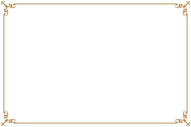 Vintage Scrollwork Corners ile zarif Altın Süslü Dikdörtgen Sınır Çerçevesi. 1182