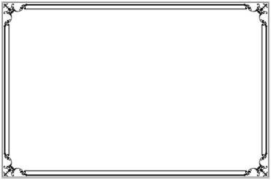 Vintage Scrollwork Corners ile Siyah Süslü Dikdörtgen Sınır Çerçevesi. 1209