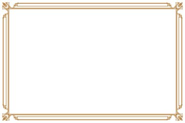 Vintage Scrollwork Corners ile zarif Altın Süslü Dikdörtgen Sınır Çerçevesi. 1212