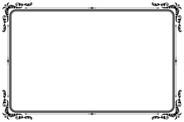 Vintage Scrollwork Corners ile Siyah Süslü Dikdörtgen Sınır Çerçevesi. 1218