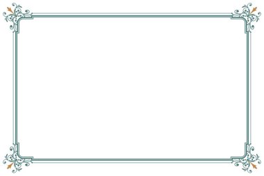 Şık Vintage Sınır Çerçevesi Yeşil ve Girdap Köşeli Altın. 1386