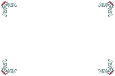 Sertifika, Menü veya Diploma için Zarif Kırmızı ve Yeşil Flourish Sınır Çerçevesi. 1421