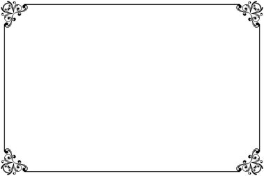 Elegant Black Flourish Border Frame Vintage Swirl for Certificate, Menu or Diploma. 1430