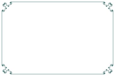 Elegant Green Flourish Border Frame Vintage Swirl for Certificate, Menu or Diploma. 1432