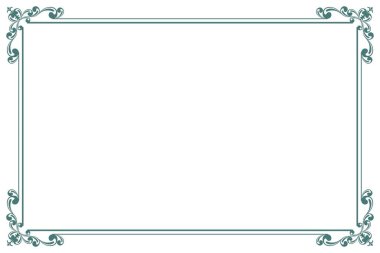 Elegant Green Flourish Border Frame Vintage Swirl for Certificate, Menu or Diploma. 1441