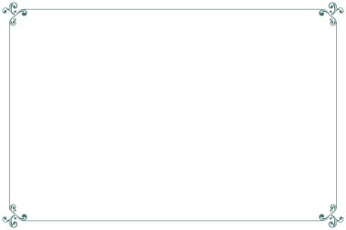 Elegant Green Flourish Border Frame Vintage Swirl for Certificate, Menu or Diploma. 1446