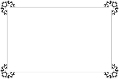 Elegant Black Flourish Border Frame Vintage Swirl for Certificate, Menu or Diploma. 1450