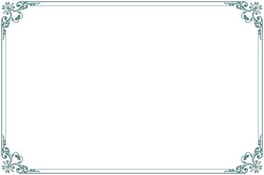 Elegant Green Flourish Border Frame Vintage Swirl for Certificate, Menu or Diploma. 1464