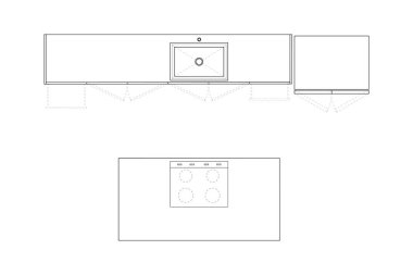 Ayrıntılı Mimari Mutfak Düzenleme Seti 4