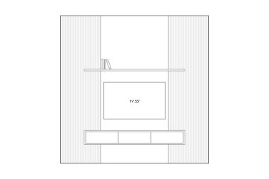 Minimalist TV Wall Design Vector Sketch. Çizgiler Sanat Yükselişi Tasarımı. 2