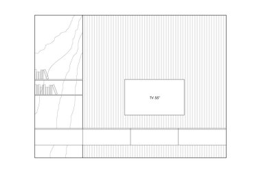 Minimalist TV Wall Design Vector Sketch. Çizgiler Sanat Yükselişi Tasarımı. 7