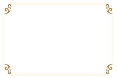 Beyaz Arkaplanda Dekoratif Köşeleri Olan Zarif Altın Süslemeli Vintage Frame Sınırı. 1466