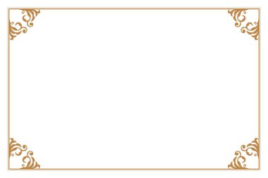 Filigran Köşeli Zarif Altın Çerçeve Sınırı. Tebrik kartları için tasarım baskısı, düğün davetiyeleri, restoran menüsü, kraliyet sertifikaları. 1621