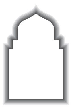 Ramazan arkaplanı için Gri Gradyan Gölge Efekti ile Modern Katmanlı İslami Kemer Çerçevesi. 53