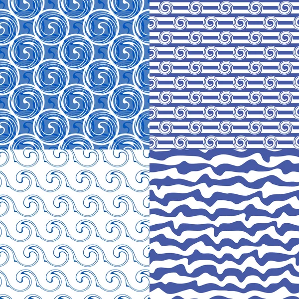 Set or blue seamless patterns — Stock Vector
