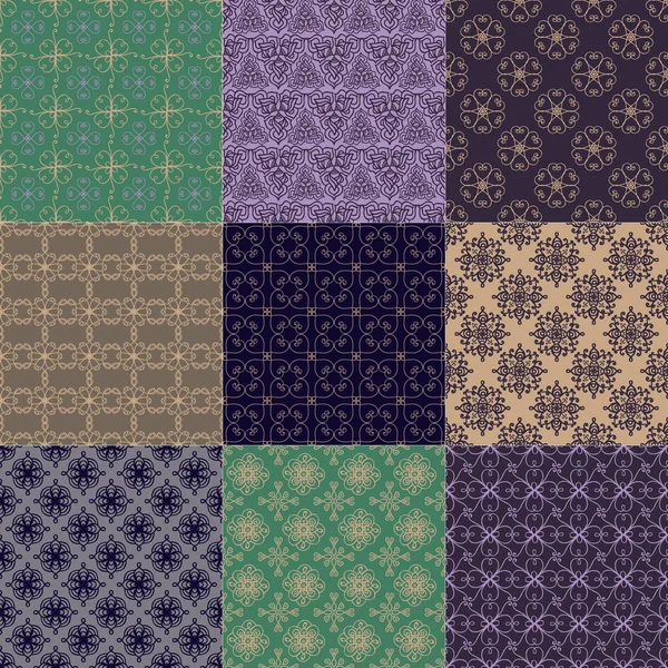 Set of nine seamless patterns — Stock Vector