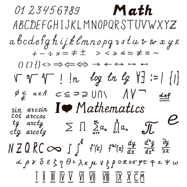 Conjunto de sinais e símbolos matemáticos Ilustração De Bancos De Imagens