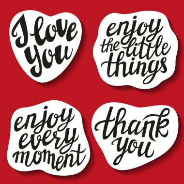 Set of hand lettering stickers with popular quotes clipart
