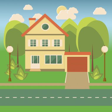 Düz stil müstakil ev