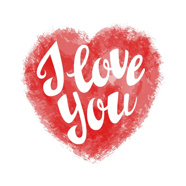 Hand lettering typography poster. Romantic quote 'I love you'