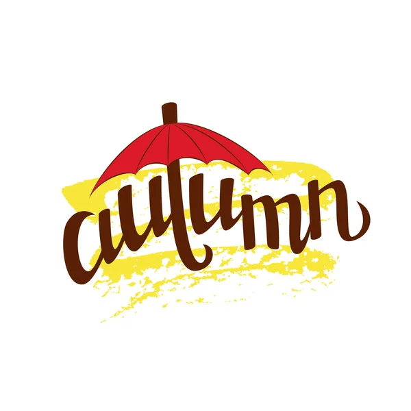 Lettrage à la main mot 'autumne — Image vectorielle