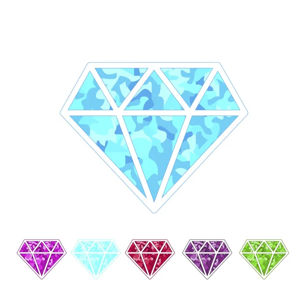 Set of different colored gemstones.Diamond, ruby, emerald. — Stock Vector