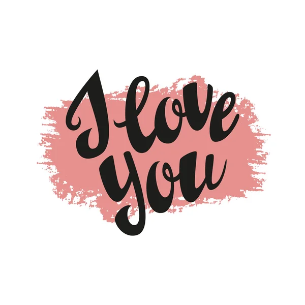 Cartel tipográfico de letras a mano. Cita romántica 'Te amo' — Vector de stock