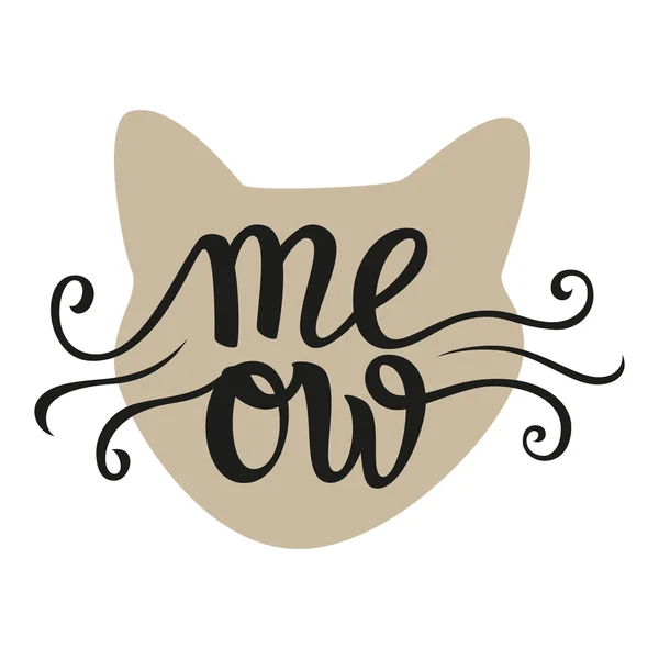 Cartaz tipográfico com letras de mão 'Meow' — Vetor de Stock