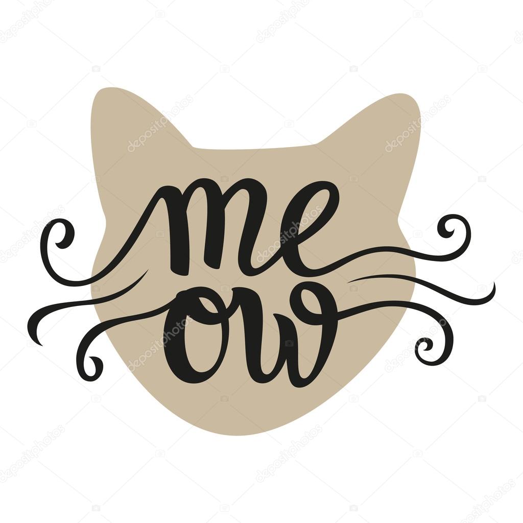 Hand lettering typography poster 'Meow'