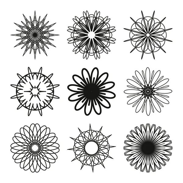 Set of geometric round mandalas — Stock Vector